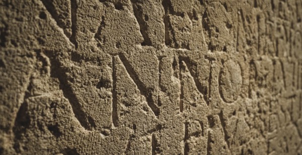 Roman inscription in stone in bath, united kingdom england