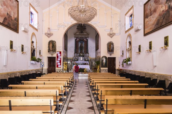 Interior of Maria SS Sanctuary Church in Castel Di Tusa in Northern Sicily Italy