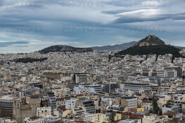 Athens, Attica, Greece, 12 26 2019 View over Athens, taken from the Acropolis hill