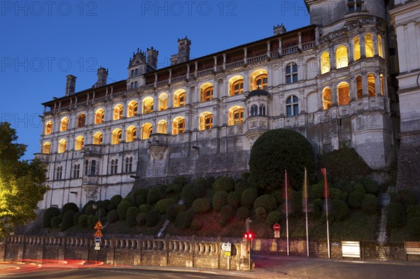 Nightfall in the castle of Blois, Loire valley, France
