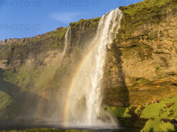 Rainbow at Seljalandsfoss waterfall, South Iceland, Iceland
