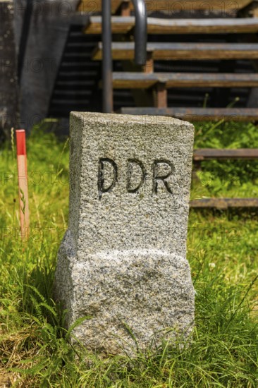The former GDR border tower in Bartolfelde, between Bartolfelde and Bockelnhagen, is located on the Green Belt. GDR border stone, Bartolfelde-Bockelnhagen border tower, Bartolfelde-Bockelnhagen, Lower Saxony, Germany