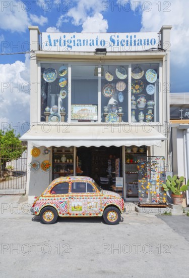 Vintage car, Marinella di Selinunte, Selinunte, Trapani district, Sicily, Italy