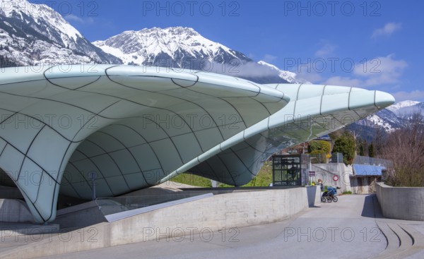 Mountain station of the Hungerburg cable car designed by architect Zaha Hadid, Innsbruck, Inntal, Tyrolean Alps, Tyrol, Austria