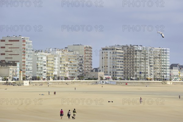 Beach and apartments at Les Sables-d'Olonne, La Vendée, Pays de la Loire, France