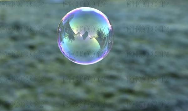 Soap bubble in winter, Schleswig-Holstein, Germany