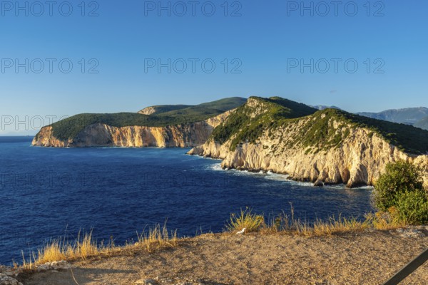 Cliffs at the Lighthouse or Cape Ducato Lefkas in the southern area of the island of Lefkada. Greece