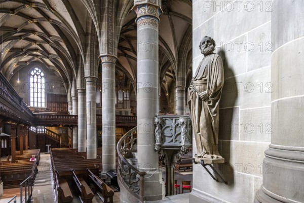 Protestant parish church of St Michael. As Johannes Brenz's place of work, it was the starting point of the Reformation in the territory of the imperial city after 1523. Schwäbisch Hall, Baden-Württemberg, Germany
