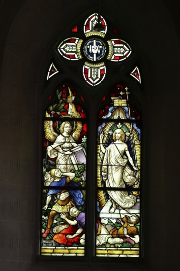 Artistic church window, art glazing, stained glass, Rhineland-Palatinate, Germany