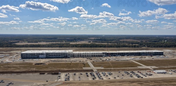 Marshall, Michigan, Construction of Ford's electric vehicle battery plant at its BlueOval Battery Park. Ford says the plant will create 1700 jobs when production starts in 2026