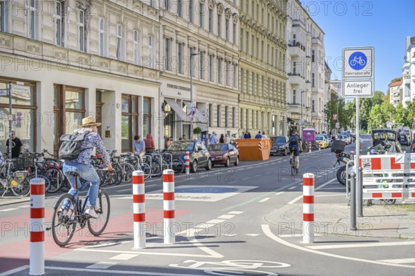 Bollards, Auguststraße bicycle lane, Tucholskystraße, Mitte, Berlin, Germany