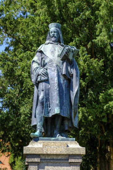 Statue of Emperor Charles IV, Tangermünde Castle, Tangermünde, on the Elbe, Altmark, Saxony-Anhalt, Germany