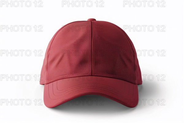 Single red baseball cap hat on white background. Generative AI, AI generated