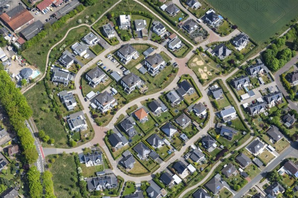 Aerial view, housing estate, modern, detached house, residential building, ring, house, street, close to town, metropolitan region, Lüneburg Heath, Ramelsloh, Lower Saxony