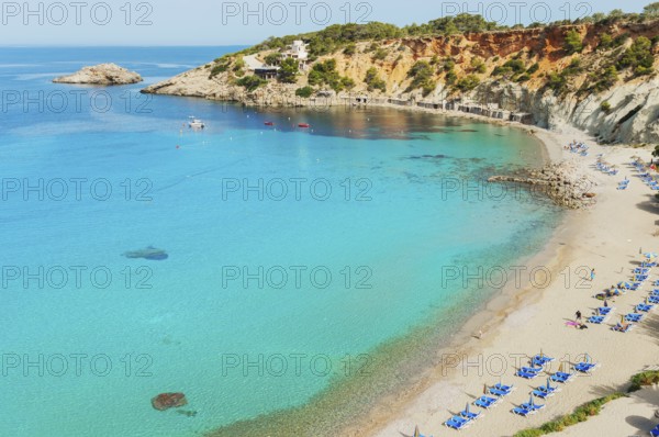 View of Cala d'Hort beach, Ibiza, Balearic Islands, Spain