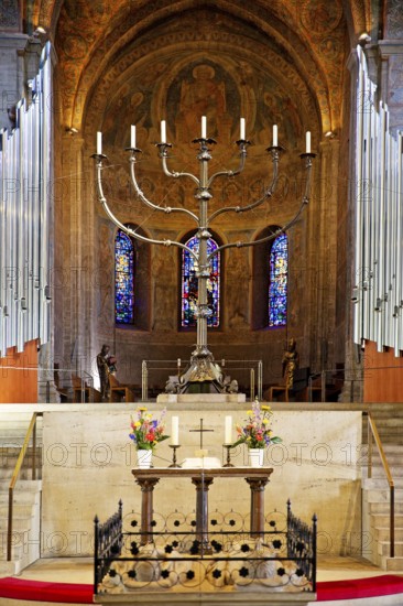 Marian altar and the seven-branched candelabra with the high choir, St. Blasii Cathedral in Braunschweig, Lower Saxony, Germany