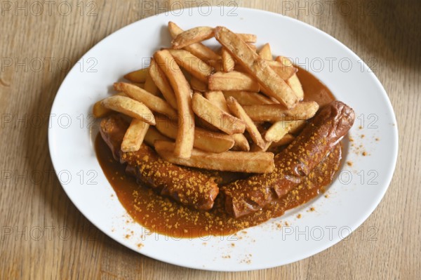 Currywurst with chips, Bavaria, Germany
