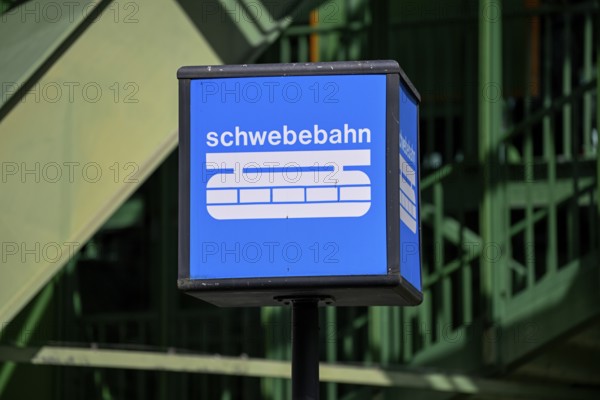 Suspension railway sign, Wuppertal, Bergisches Land, North Rhine-Westphalia, Germany