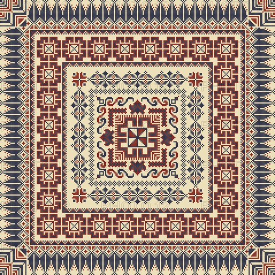 Embroidery Tatreez pattern, Palestinian fashion vector ornament