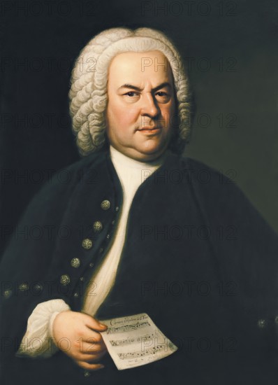 Johann Sebastian Bach, 1685, 1750, German composer, digital edited according to a painting by Elias Gottlob Haussmann