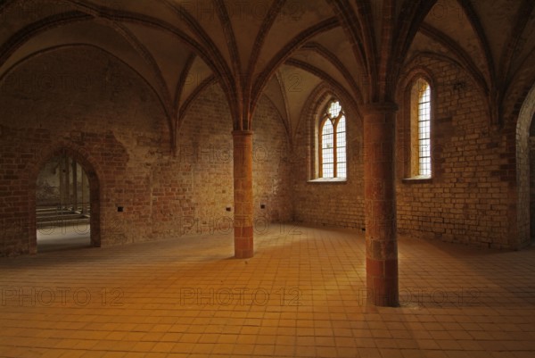 Interior of cistercian monastery Chorin, Brandenburg, Germany, day room of the conventual conventuals