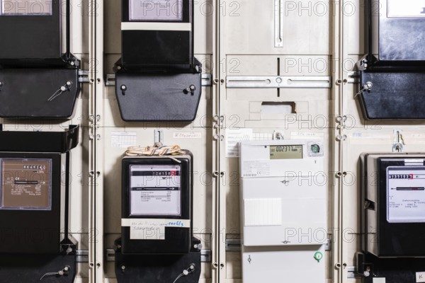 Meter cabinet with bidirectional meter and Ferraris meter in Düsseldorf, Germany