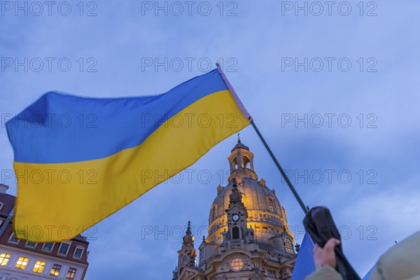 24 February marked the third anniversary of Russia's invasion of Ukraine. To mark the occasion, Ukrainian war refugees living in Dresden and their supporters demonstrated on the Neumarkt in front of the Church of Our Lady and then marched through the city centre, Dresden, Saxony, Germany