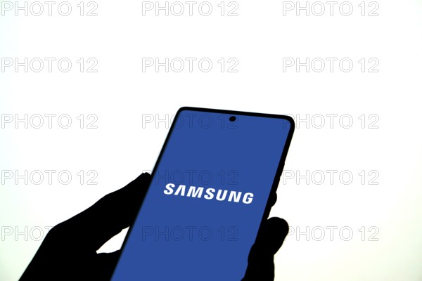 Samsung logo on smartphone screen.