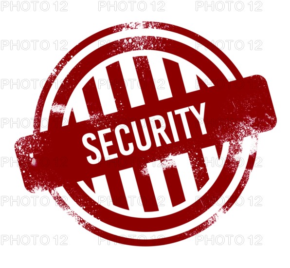 Security, red grunge button, stamp