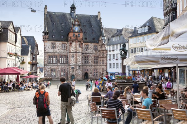 Historic Town Hall, market square, historic centre, Marburg, Hesse, Germany, Europe, Historisches Rathaus, Markt, Altstadt, Marburg, Hessen, Deutschland, Europa