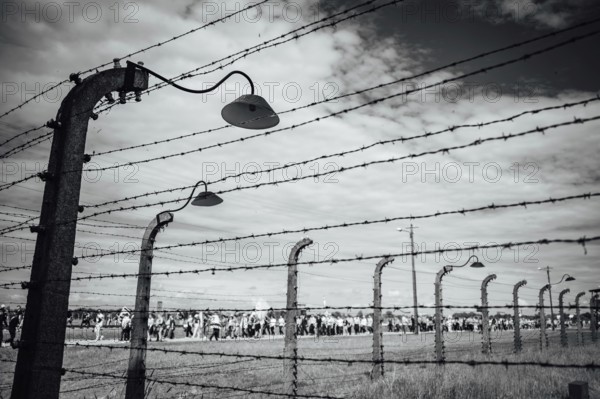 Barbed wire fence in a German concentration camp from World War II