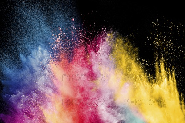 Color Holi Festival. Colorful explosion for Happy Holi powder. Color powder explosion background