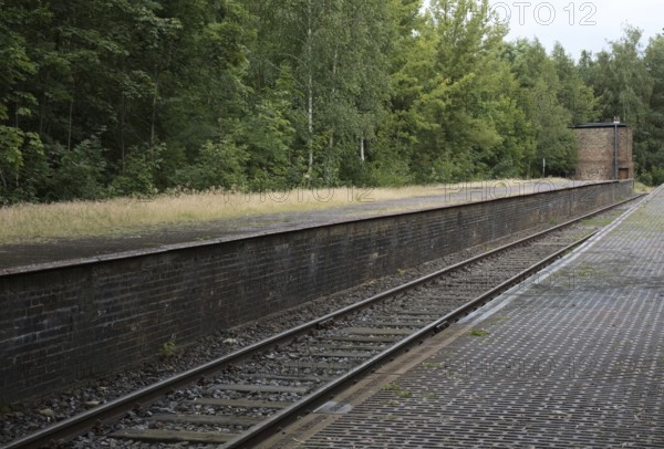 Track 17 at the Gleis 17 memorial site, looking north-east, former Grunewald goods station, Charlottenburg-Wilmersdorf district, Berlin, Germany