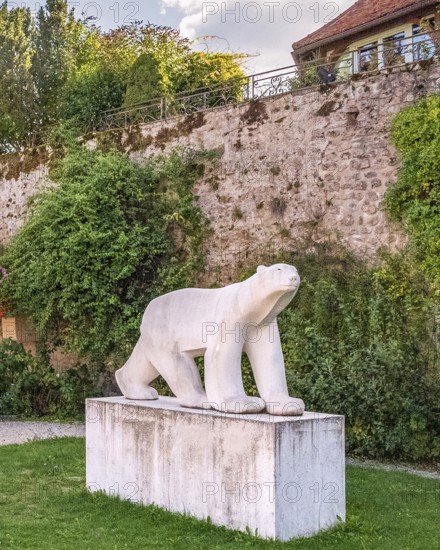 The polar bear, a white marble animal sculpture by François Pompon in Saulieu, Cote d'Or, Bourgogne-Franche-Comte, France