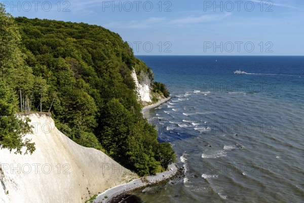 A view of the beautiful lime and chalkstone cliffs in Jasmund National Park on Ruegen Island in Germany