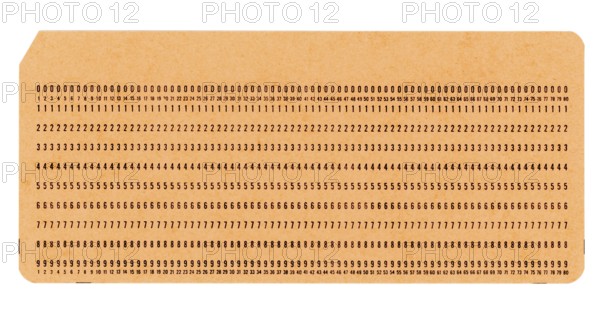 Punched card for programming