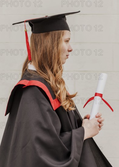 Side view graduated girl