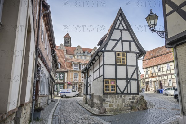 Half-timbered houses, old buildings, Gildschaft, Lange Gasse, Old Town, Quedlinburg, Saxony-Anhalt, Germany