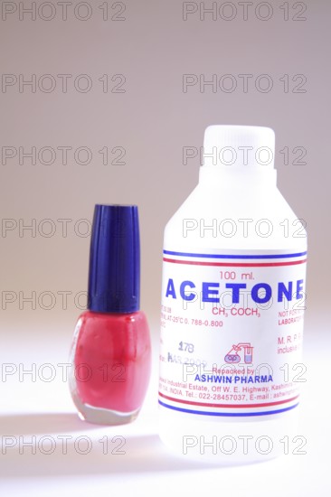 Acetone spirit nailpolish remover on white background