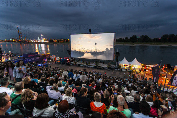 Open air cinema on the Rhine, Düsseldorf, North Rhine-Westphalia, Germany