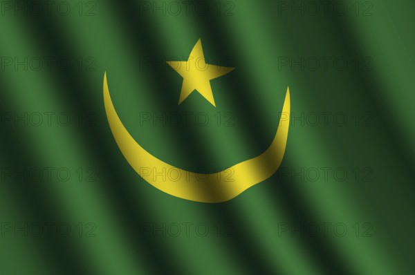 The Mauritania flag flying in the wind