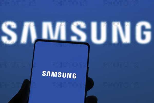 Samsung logo on smartphone screen.