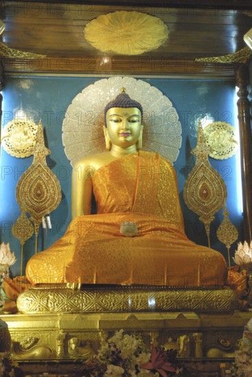 Buddha idol inside Mahabodhi temple, Bodhgaya, district Bihar, India