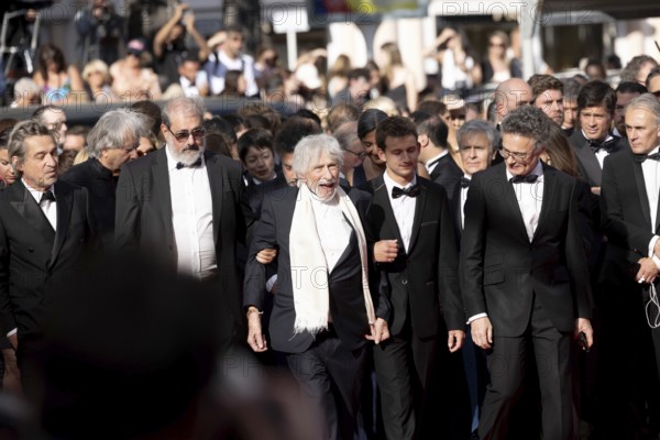 Cannes, France - 22.5.2024: Gustave de Kervern, Louis-Do de Lencquesaing, Pierre Richard, Timi-Joy Marbot, Ceyla Lacerda and Frédéric Niedermayer during the - La Venue De L'avenir (Colours Of Time) - Red Carpet during the 78th Cannes International Film Festival. The film festival will take place from 13 to 24 May 2025