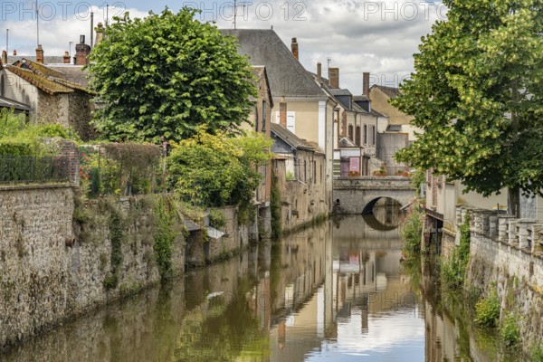 Moat in the old town of Bonneval, Centre-Val de Loire, France