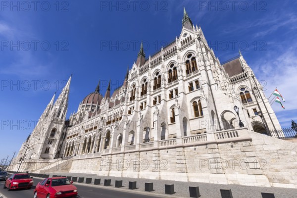 Hungary, panoramic view of the Parliament and Budapest city skyline of historic center