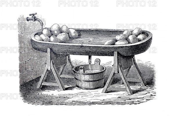 Dairy industry, butter production, apparatus for salting butter, around 1860, digitally improved reproduction of a 19th century model, historical, exact date unknown
