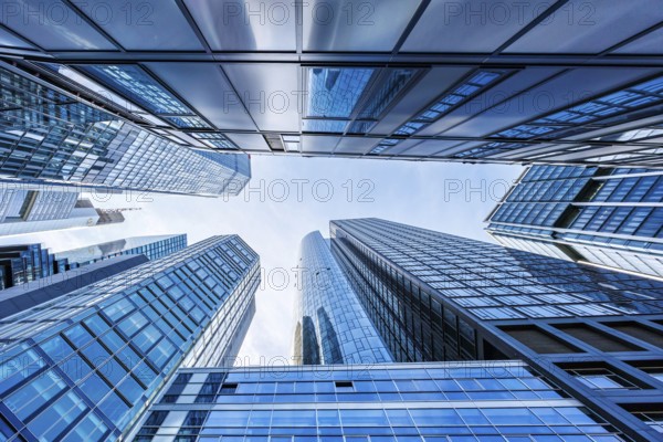 Frankfurt skyline skyscrapers buildings banks modern work offices in Frankfurt, Germany