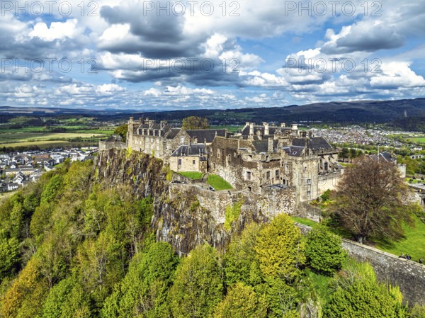 Stirling Castle from a drone, Stirling, Scotland, England, United Kingdom