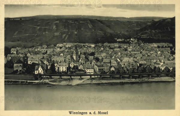 Historical postcard, picture postcard, Winningen an der Moselle, Rhineland-Palatinate, Germany, digitally enhanced reproduction of an original from around 1900, picture postcard
